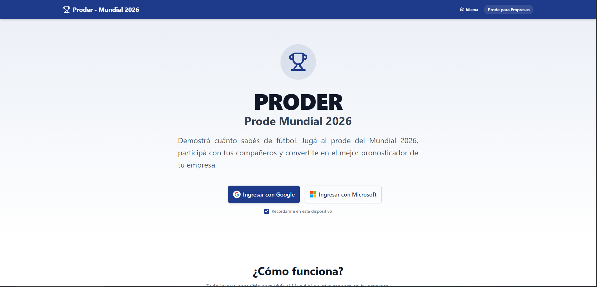 Pantalla de ingreso con login